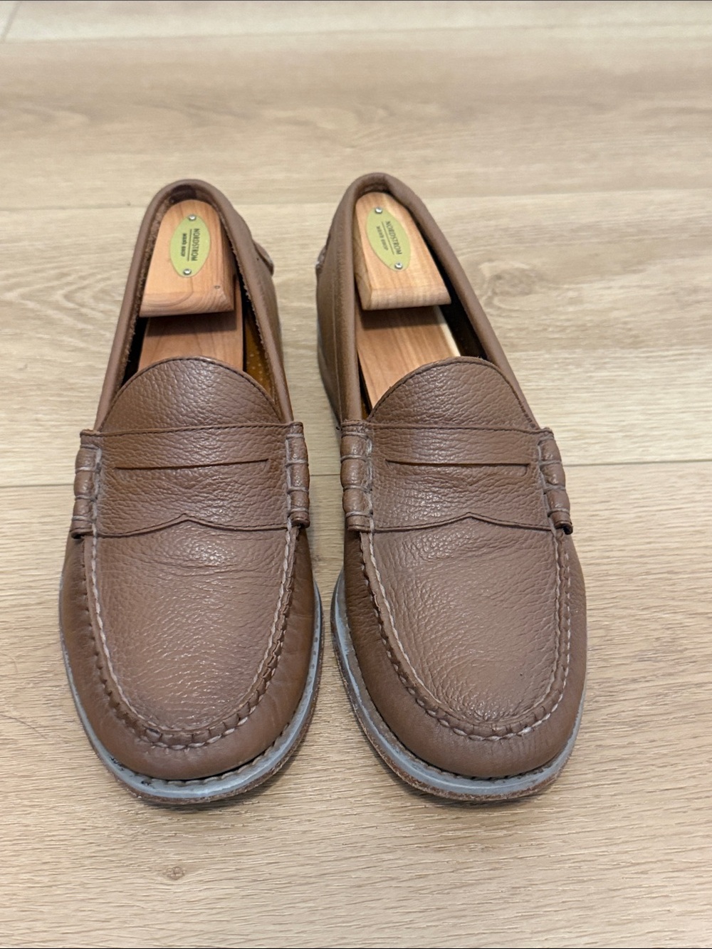 Men's Brown Leather Penny Loafers - 9D